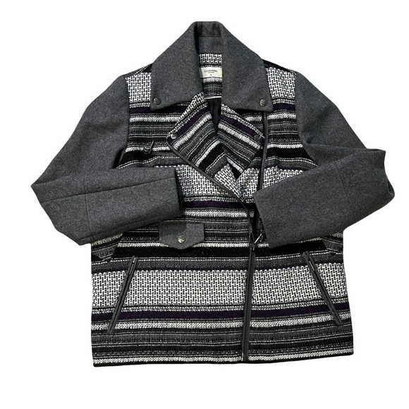 Eleven Paris Teofil Tweed Striped Moto Jacket, Asymmetrical Zip, Relaxed Fit XS - Picture 2 of 15